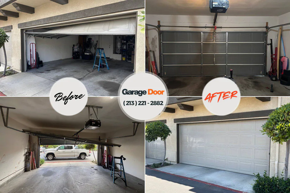 Before and after: garage door repair Livingston, CA